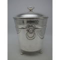 FOR KEVIN ONLY PLEASE! Silver Plated EMESS Small Ice bucket. Lidded, Lion handles 3 feet,