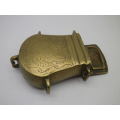 SOLID BRASS Vintage or Antique LIDDED  gunpowder CONTAINER to attach to belt. Possibly Ottoman