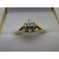 Dainty 9ct yellow gold ring set with brilliant cut diamond Size K 1/2 approx 2grm