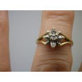 Dainty 9ct yellow gold ring set with brilliant cut diamond Size K 1/2 approx 2grm