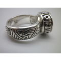 Sterling Silver TRIBAL DESIGN Vintage Ring Size: N 1/2. 18 grms. Beautifully hand Crafted