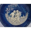 Cameo Stone Display Plate Lapis Blue Incolay `The Voyage of Ulysses` USA  Art by Brunettin