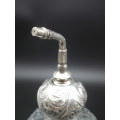 Antique Hallmarked Sterling Silver topped and cut crystal perfume bottle. Birmingham, 1911