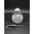 Antique Hallmarked Sterling Silver topped and cut crystal perfume bottle. Birmingham, 1911