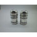 Hallmarked Silver salt and pepper shakers original blue glass liners  Birmingham 1926 Maker: KandL