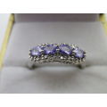 9ct White Gold and Tanzanite ring. NWJ Jewellers. Size N 2 grms Magnificent