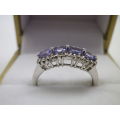 9ct White Gold and Tanzanite ring. NWJ Jewellers. Size N 2 grms Magnificent