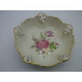 Vintage RC Rosenthal Moliere 3 footed bowl No 2875 with pink roses Kronach Germany 17 x 6.5cm