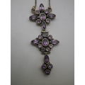 Magnificent Sterling Silver Necklace with 23 beautiful Natural Amethyst stones 15.3 grms