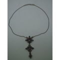 Magnificent Sterling Silver Necklace with 23 beautiful Natural Amethyst stones 15.3 grms