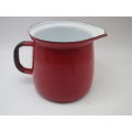 Red Vintage Enamel Jug Made in Poland. 10cm tall Very Good Condition