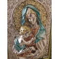 Sterling Silver framed Madonna and Child. WOW!! 43cm x 34cm