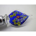 Wine bottle stopper, Millefiori Murano Style Glass and Stainless Steel . Boxed