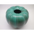 Vintage UPSALA EKEBY SWEDEN Green Glazed Pumpkin Vase no 231. 12cm Excellent condition