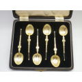 Antique Edwardian silver-gilt anointing spoons Birmingham 1902 HJ Cooper and Co 42 grms