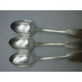 Three GEORGIAN LONDON 1758 William Eaton Hallmarked Sterling Silver Spoons.14cm 66g