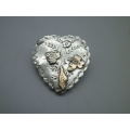 Hallmarked Sterling Silver & Rose Gold Heart Brooch.Birmingham 1901  3.1 grms, 3 x 2.7cm