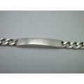 Vintage Sterling Silver Curb Link Identity Bracelet. Made in Italy 20cm 18grms