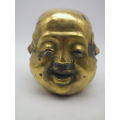Chinese FOUR FACES OF BUDDHA Signed Solid Brass Sculpture JOY PLEASURE ANGER JSORROW 12cm WOW!!