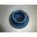 LINNWARE COBALT BLUE DEMITASSE CUP & SAUCER South African Pottery.