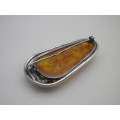Gorgeous Large Sterling Silver & Polish AMBER brooch