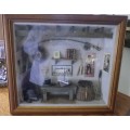RARE DIORAMA Boxed 3 D Trout Fishing theme. Beautiful detail. Glass fronted box. 39x35x11cm