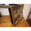 RARE DIORAMA Boxed 3 D Trout Fishing theme. Beautiful detail. Glass fronted box. 39x35x11cm