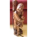 Happy Monk Large Chinese Carved Hard Wood table lamp with globe. Works perfectly. 62cm