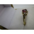 Beautiful 14ct Gold, Ruby and Diamond Ring. 2.5grnms.