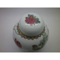 Chinese Porcelain Ginger Jar with bird and chrysanthemum flowers. Approx 12.5 cm