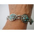 Vintage Sterling silver & Turquoise Bracelet. 18cm 27grms
