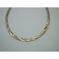 Stunning Sterling Silver & 3 tone rolled gold plaited necklace. 40.5cm 7grms