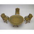 Cute Miniature Solid Brass Table & Three chairs