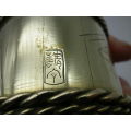 Vintage Oriental Signed Small Brass & Copper pot or brush holder