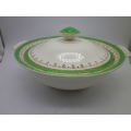 Vintage Art Deco ALFRED MEAKIN Lidded Tureen. Gold cream and Green