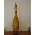 Vintage Mid century Italian Amber Pressed Glass Genie Bottle Empoli Bath Salts Bottle/decanter