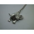 CUTE Sterling Silver Abstract Elephant Pendant on 925 silver chain