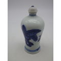 Signed Oriental Blue & White Ceramic perfume bottle