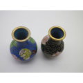 TWO CUTE MINIATURE Chinese Cloisonne  vases.