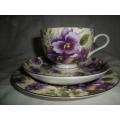 MAXWELL WILLIAMS CREAM PANSY FINE BONE CHINA CUP SAUER AND PLATE SET