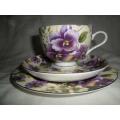 MAXWELL WILLIAMS CREAM PANSY FINE BONE CHINA CUP SAUER AND PLATE SET