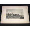 ORIGINAL ANTIQUE 1800'S PRINT OF THE VIEW OF CAWNPORE FROM THE RIVER INDIA