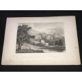 ORIGINAL ANTIQUE 1800`S PRINT OF THE FORTRESS OF BOWRIE IN RAJPOOTANA INDIA