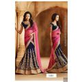 Ethnic Indian Bridal Lengha in Navy Blue and Pink