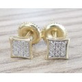 **DIAMOND CLUSTER | R16341** MICRO PAVE SET | 0.185ct | DIAMOND EARRINGS | YELLOW GOLD - SEE VIDEO