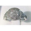 **HALO DESIGN [R48439]** HIGH QUALITY [1.00ct] DIAMOND RING [4.252g] WHITE GOLD - **SEE VIDEO**