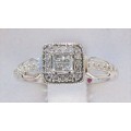 **SPECIAL DEAL [R28083]** ROUND / PRINCESS CUT [0.400ct] DIAMOND RING [WHITE GOLD] - BUY SAFE