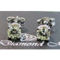 ** 1/2 SPECIAL [R27145]** SPARKLING [0.580ct] DIAMOND STUD EARRINGS [WHITE GOLD] - BUY SAFE