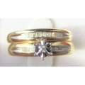 **SUPER DEAL [R22596]** BRIDAL TWINSET [0.226ct] DIAMOND RINGS [YELLOW GOLD] - **SEE VIDEO**