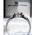 **NEW DESIGN [R28419]** ROUND / BAGUETTE CUT [0.350ct] DIAMOND RING [WHITE GOLD] - **BUY SAFE**